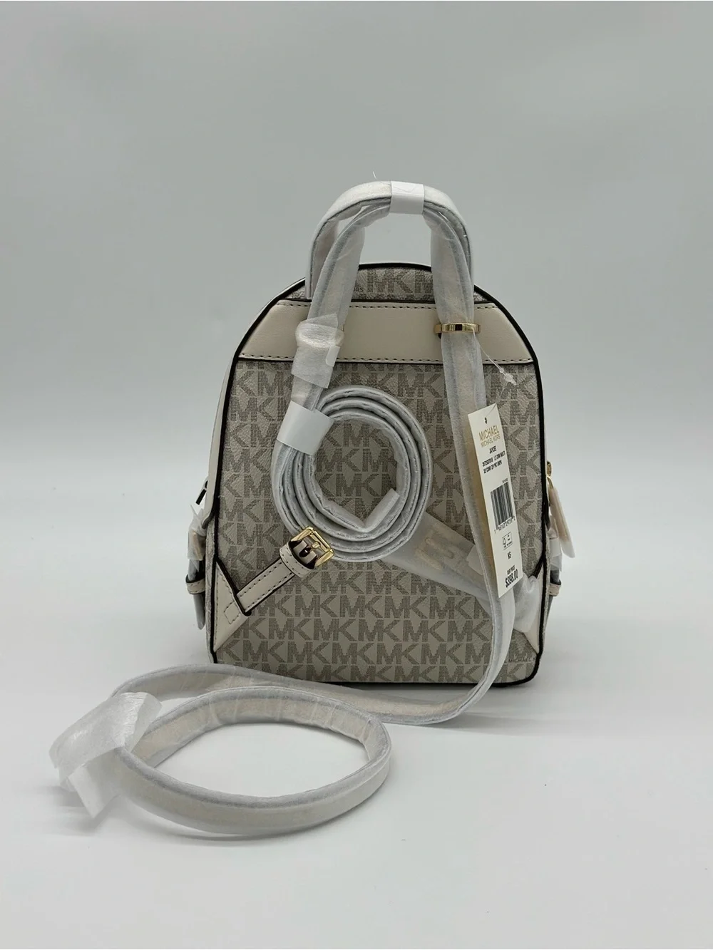 Michael Kors Cream Beige Signature Mini Backpack with Gold Hardware